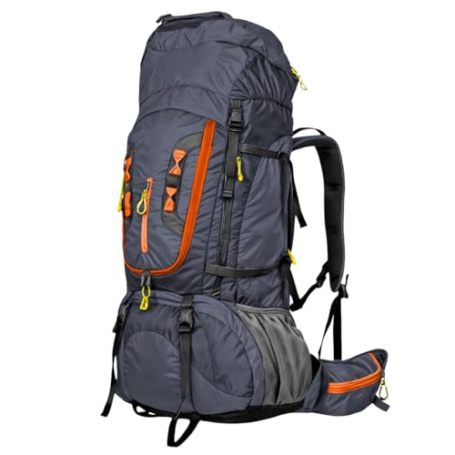 Mochila Cargueira 80L para Camping, Trilha e Viagem – Impermeável, Resistente e Ergonômica com Sistema de Ventilação, Alças Acolchoadas e Múltiplos Compartimentos (Azul Escuro)