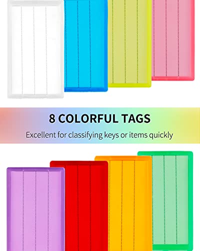 Uniclife Key Tag Rack Slot Style Plastic Wall Mounted Key Holder Organizer With Transparent Tough Key Tag Identifiers Markers In 8 Assorted Colors #TOP2