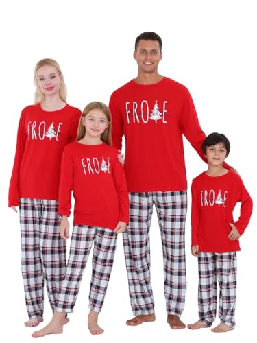 Sangdut Weihnachts Langarm Pyjama Familie Set, Zweiteiler Weihnachten Schlafanzug Outfit Lustig Weihnachtsbaum Muster Matching Nachtwäsche Hausanzug...