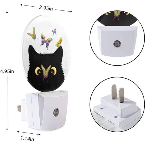 Image of EKOBLA Cat and Butterfly Night Light, Butterfly on Kitten Nose Cute Night Lights Plug Into Wall with Dusk to Dawn Sensor for Kids Room