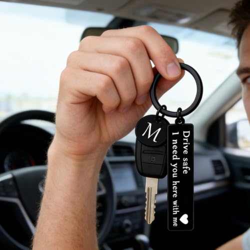 Image of drive safe keychain for him key rings for her men boyfriend