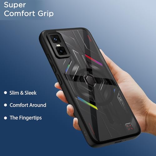 Image of Amazon Basics TPU+PC Back Cover for Infinix GT 30 Pro 5G Compatible with Mag-Safe | Shockproof Design | Hard Transparent Back Case (Black Mag-Safe)