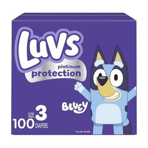 Image of Luvs Diapers - Size 3, 100 Count, Bluey Platinum Protection Baby Diaper