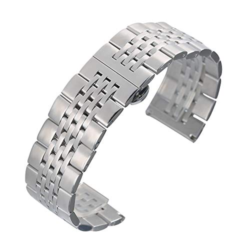 20MM Silver Stainless Steel Wristwatch Band, Replacement Watch Band, Fashion Butterfly Buckle Watches Strap