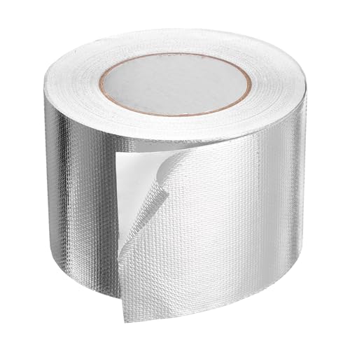 HARFINGTON Heat Shield Tape 3.94" x 164 ft Waterproof Sunscreen Sound Insulation High-Temperature Resistance Silver Aluminum Tape Thickness for Automotive Repairs