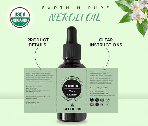 Image of Earth N Pure Neroli Essential Oil Natural and Therapeutic Grade 50 ml