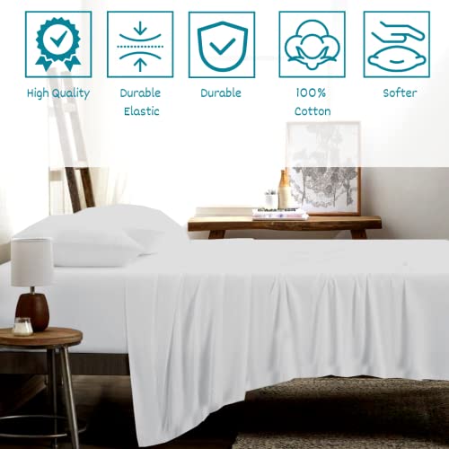 Full-Xl Sheets Extra Deep Pockets 15 Inch 500 Thread Count 4 Piece Sheet Set 100% Cotton Sheet Set White Solid Sheet,Long Staple Cotton Bedsheet And Pillow Cover,Sateen Finish,Soft,Breathable #TOP3