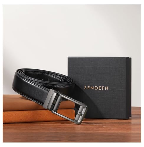 Men's Leather Belt Automatic Ratchet Buckle Slide Belt - Trim to Fit Dress & Casual Belts with Gift Box3