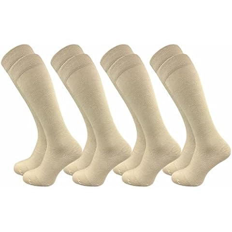 GAWILO 4 Pairs of Support Knee Socks - Travel and Compression Knee Socks for Men and Women, beige, 47/50 cm Cover