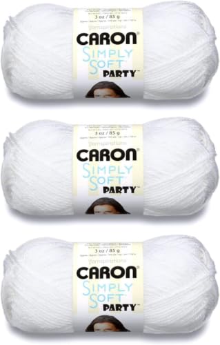 Image of Caron Simply Soft Party Snow Sparkle Yarn of 85g /3oz - Acrylic - 4 Medium (Worsted) - 164 Yards - Knitting /Crochet (Pack of 36)
