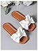 GORGLITTER Girl's Bow Tie Decor Single Band Flats Square Open Toe Pu Leather Slide Sandals White 3.5