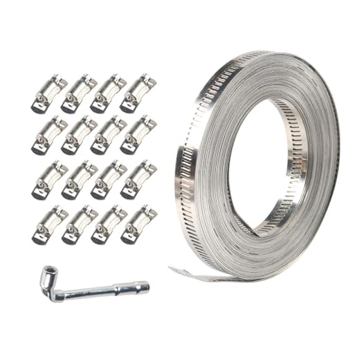 Collier de serrage en acier inoxydable 304 bande de 10m avec 16 attaches réglables