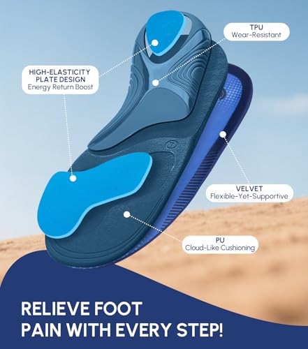 Plantar Fasciitis Insoles for Men Women,High Arch Support for Pain Relief,Shoe Inserts Orthotic for Flat Feet,Work Boot Insoles for Shock Absorbing Inserts (Fit for Standing All Day) DB-XL4