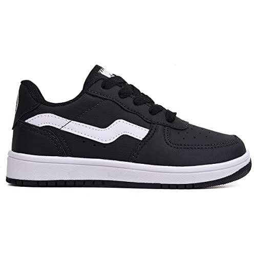Tênis Infantil menino Juvenil Escolar DZU Preto Casual sapato (Preto/Branco, BR, Criança de 9 a 12 a
