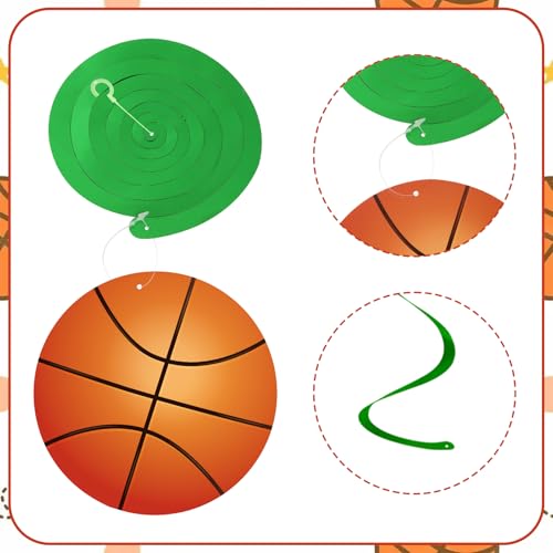 Image of 54Pcs Basketball Hanging Swirls Party Decorations Basketball Theme Birthday Party Decorations Supplies Sports Hanging Swirl Ceiling Streamers for Kids Boys Men
