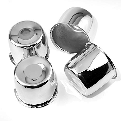 steel.frame.motor Set of 4 Push Through Center Caps 4.41\" Chrome for Trailer Truck Wheel Rims Large Vehicle