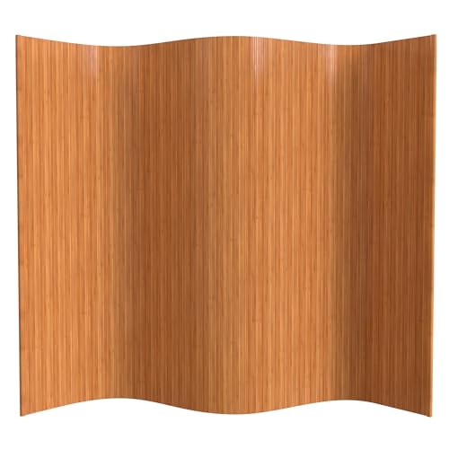 Red Lantern 6 ft. Tall Bamboo Wave Screen - Natural