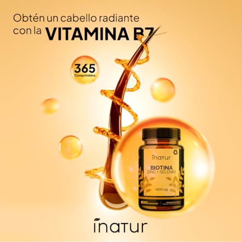 Biotina Alta Potencia con Zinc y Selenio – 365 Comprimidos (1 Año) | Cabello, Piel, Uñas y Metabolismo | Vegano, Sin Lactosa, Sin OGM | Suplemento Completo - imagen 2