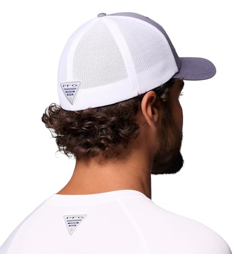 Image of Columbia Unisex PFG Fish Flag Mesh Ball Cap, New Moon /Fish Flag, L /XL