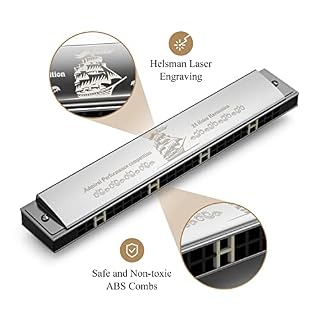 Eastar Admiral Performance Competition C Tremolo Harmonica 24 trous avec étui et chiffon pour débutants et… - Les Beatles, Paul McCartney, John Lennon, RIngo Starr, George Harrison Eastar Admiral Performance Competition C Tremolo Harmonica 24 trous avec étui et chiffon pour débutants et… – Image 3