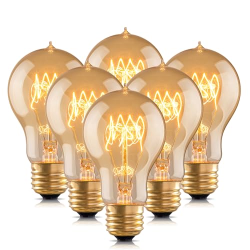 runquiz Warm Incandescent Light Bulbs 60 Watt,A19/A60 Vintage Style Ed