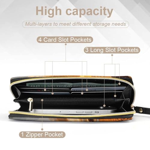 Tropical Beach Palm Tree Sunset Leather Wallet Smooth Zip Around Clutch Wristlet Travel Long Soft Purse for Women4