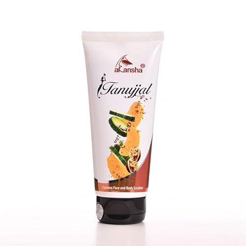 AKANSHA Tanujjal Ayurvedic Skin Nourishing Exfoliating Black Head Removal Dead Skin cell Removal Moisturising Face and Body Scrubber With Walnut (200)