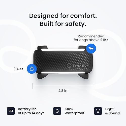 Image of Tractive Smart Dog GPS Tracker with 6 Month Subscription | Live Pet Tracker with Virtual Fence | Vital Signs Monitoring of Heart & Respiratory Rate | Bark Monitoring | Dog Collar Attachment (Black)