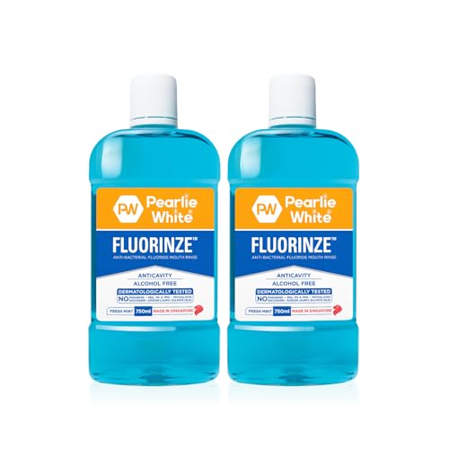 Pearlie White Fluorinze Alcohol Free Mouth Rinse Twin Pack 750ml