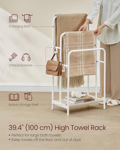 Vasaglefreestandingtowelrack3tierblanketholderwithstorageshelf197x118x394inchesblanketrack2hooksforblanketsbathtowelscloudwhiteandnaturalbeigeulls009w01 Urban Country Home Decor Vasagle freestanding towel rack 3 tier blanket holder with storage shelf 197 x 118 x 394 inches blanket rack 2 hooks for blankets bath towels cloud white and natural beige ulls009w01 urban country home decor