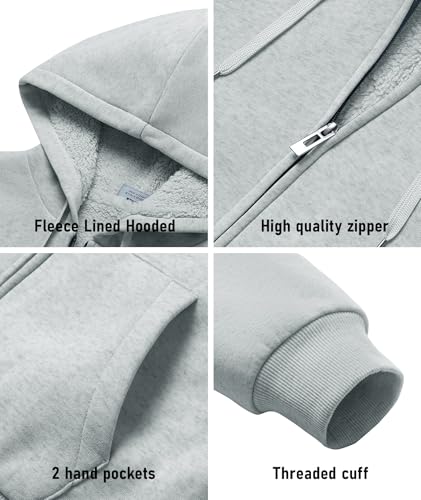 Image of SCODI Hoodies for Men Heavyweight Fleece Sweatshirt - Full Zip Up Thick Sherpa Lined Hooded Sweatshirts