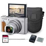 Canon PowerShot SX740 HS Digital Camera (Silver) – 20.3MP, 40x Optical Zoom, 4K UHD Video, Wi-Fi & Bluetooth, Compact Travel Point & Shoot (2956C001) + Bag + 64GB Memory Card