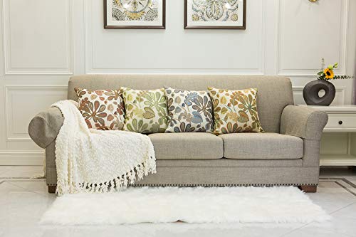 Mika Home 2MK-DPC-0014-3 Set Of 2 Jacquard Tropical Leaf Pattern Throw Pillow Covers Decorative Pillowcase 20X20 Inches,Blue Cream thumb #3