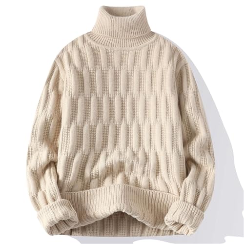 Men’S Fashion Jacquard Turtleneck Knitted Pullover Sweater Casual Long Sleeve Jumper Top3