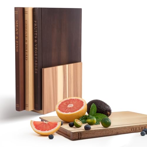 Set de tablas de cortar con soportes de madera en forma de libro miniatura 1