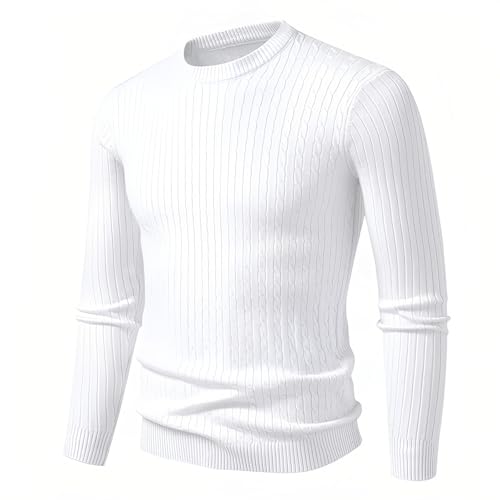 Men's Cable Knit Thermal Sweater Crewneck Long Sleeve Casual Winter Basic Pullover