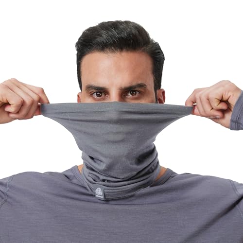 gyprprer Merino wool ski bib for men and women warm neck GREY