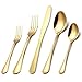 Titanium Gold Plated Besteck Set 4 Personen, 20-teiliges Besteckset aus Hochwertiger Edelstahl bestehend aus Messer, Gabel, Löffe Besteck Set Spiegel poliert spülmaschinengeeignet