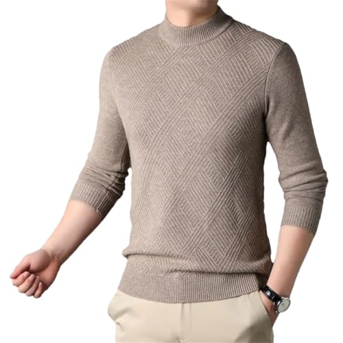Dcvmvmn Men's Wool Half High Collar Warm Sweater Pullover Khaki