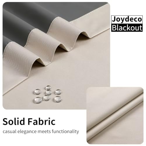 Image of Joydeco Natural Blackout Curtains 63 Inch Length for Bedroom, Black Out Curtains 63 Inch Long 2 Panels Burg for Living Room, Thermal Insulated Solid 63 Inch Drapes with Grommets