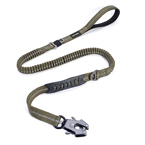 Heavy Duty Dog Leash With Comfortable Padded Handle And Highly Reflective Threads, 4-6Ft Power Stretch Dog Leash For Medium Large Dogs Training Walking. Army Green #TOP1