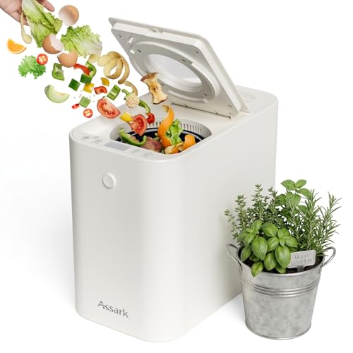 Assark Compostador eléctrico de 3 litros para cocina, compostador de encimera con filtro de carbono inodoro, bajo ruido, limpieza automática, convierte los restos de alimentos en fertilizante orgánico