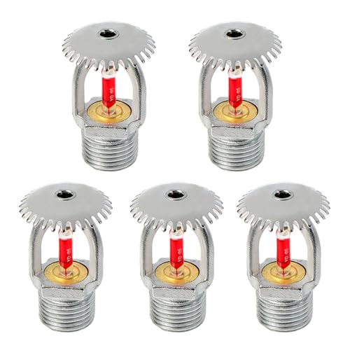 6 Pcs Fire Sprinkler Head, 1/2 Inch 155℉ Upright Sprinklers K80 Water Spray Up 68°C Quick Response 1/2 NPT Thread for Home/Commerical/Residential Replacement (Upright Type)