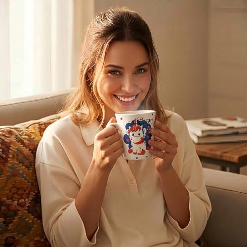 Image of U.P.C. U.P.C.Milk Mug Set of 2 | Ceramic & Bone China Coffee Milk Cups | Designer Printed Tea Coffee Mug Set | Large Capacity Milk Mugs | Microwave Safe Cup Set | Kitchen Drinkware Gift Set