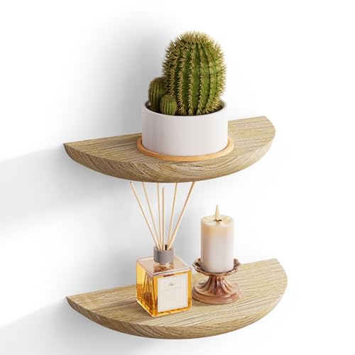 QsQueen Solid Wood Half Round Floating Wall Shelves | Elegant Floating Shelves, Elevate Your Space. Perfect for Living Rooms, Bathrooms, Bedrooms, Offices, Children's Rooms
