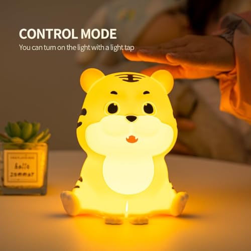 Image of Desidiya Tiger Rechargeable Silicone Night Lamp - Fun LED Tiger Lamp, Kids Night Light, Nursery Decor, Birthday Gift, Silicone LED Light