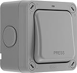 BG Electrical WP14-01 Single 2-Way Outdoor Weatherproof Retractive Press Switch, IP66 Rated, 20 Amp, Grey