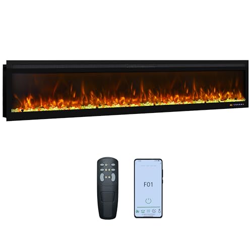 Oxhark Flame Ultra-Thin Electric Fireplace 78 Inch,App & Remote &Touch