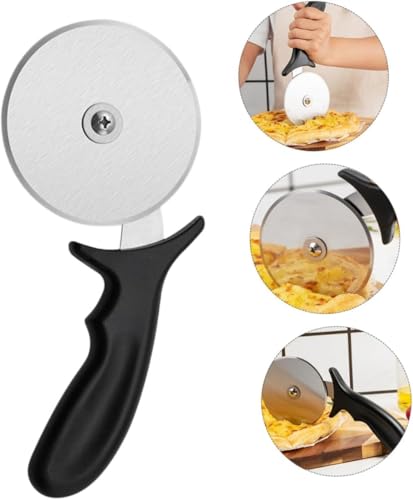 Image of 2Pcs Stainless Steel Large Pizza Cutter | Premium Pizza Cutter - Ideal for Cutting Pizza /Sandwich /Breads /Burger /Paratha | Rotating Slicer(Black,red)