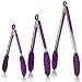 U-Taste 17/22/30 cm Pinzas Cocina Silicona, con Puntas de Silicona de Alta Resistencia al Calor de 315 ℃, Mango de Acero Inoxidable 18/8, Para Ensalada, Barbacoa, Freír, Juego de 3 (Púrpura)